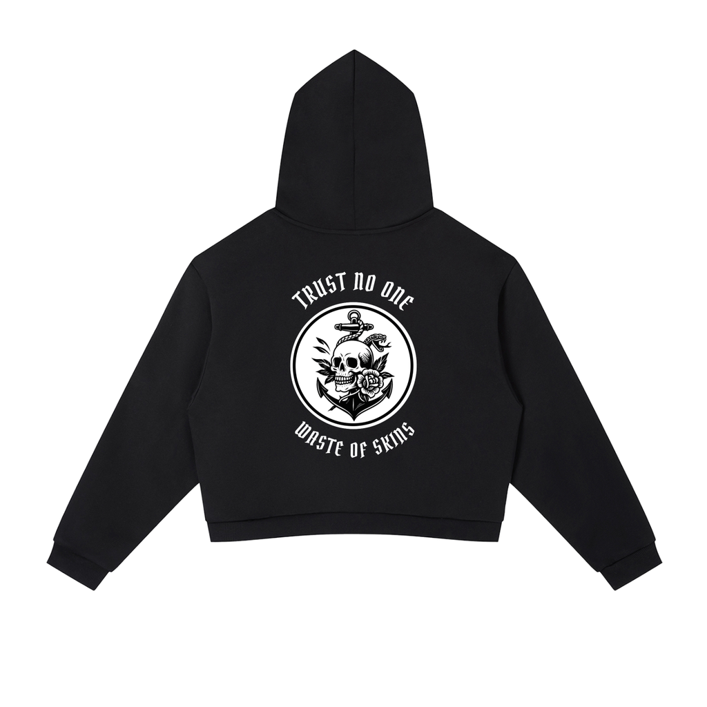 “TRUST NO.1” — Waste of Skins® Cropped Hoodie
