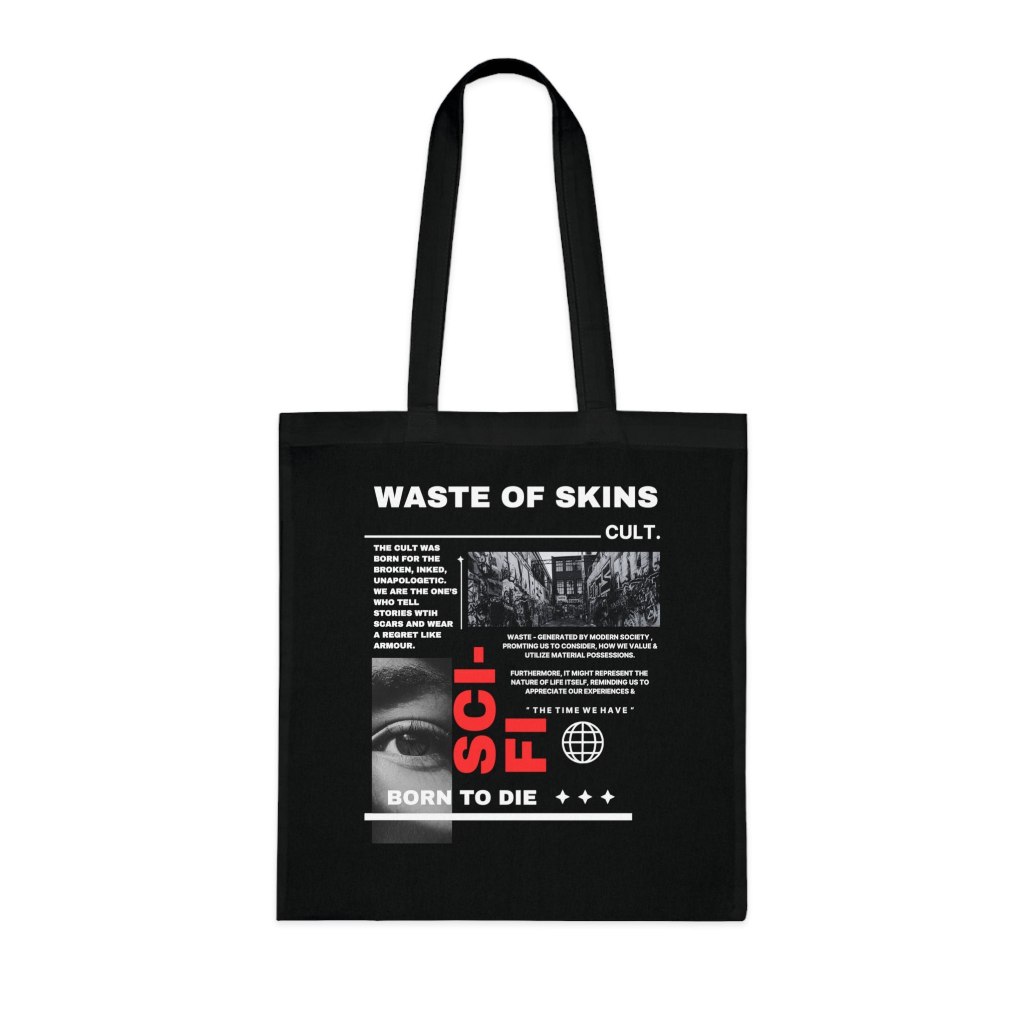 "WASTE OF SKINS CULT" — Waste of Skins® Tote Bag