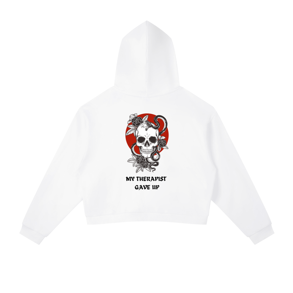 “MY THERAPIST GAVE UP” — Waste of Skins® Cropped Hoodie