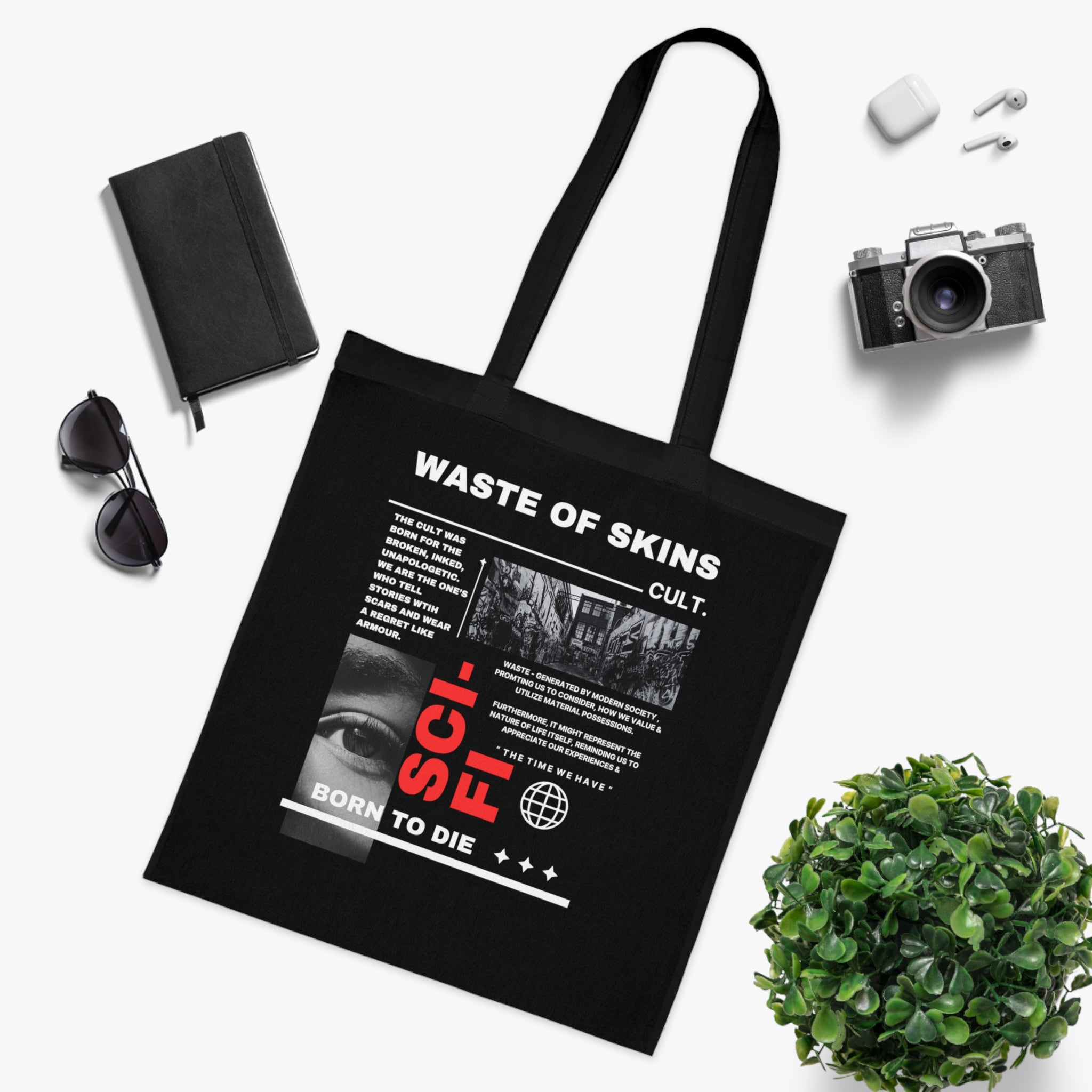 "WASTE OF SKINS CULT" — Waste of Skins® Tote Bag