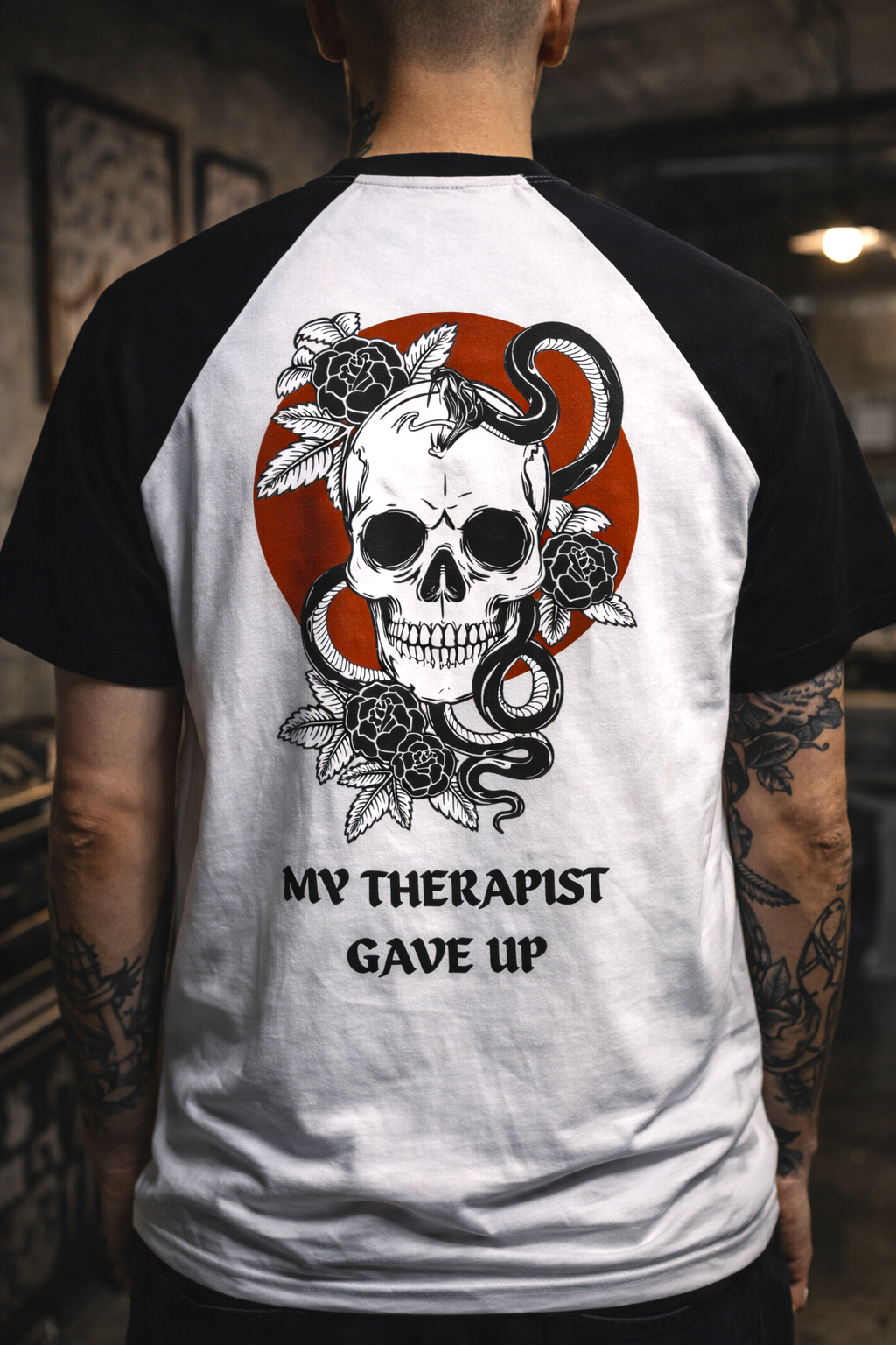 "MY THERAPIST GAVE UP" — Waste of Skins® Baseball Tee