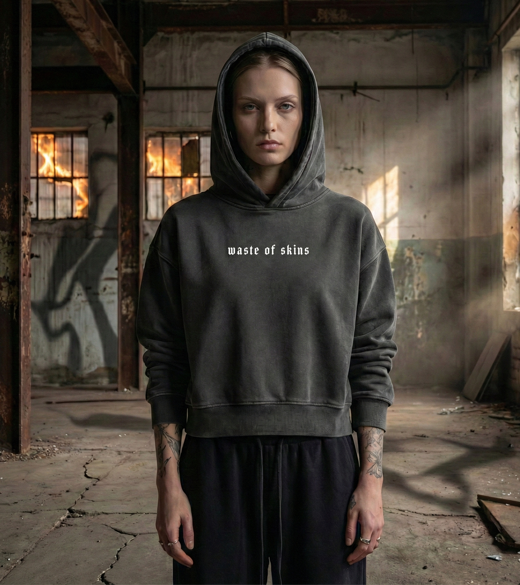 "WASTED" — Waste of Skins® Cropped Hoodie