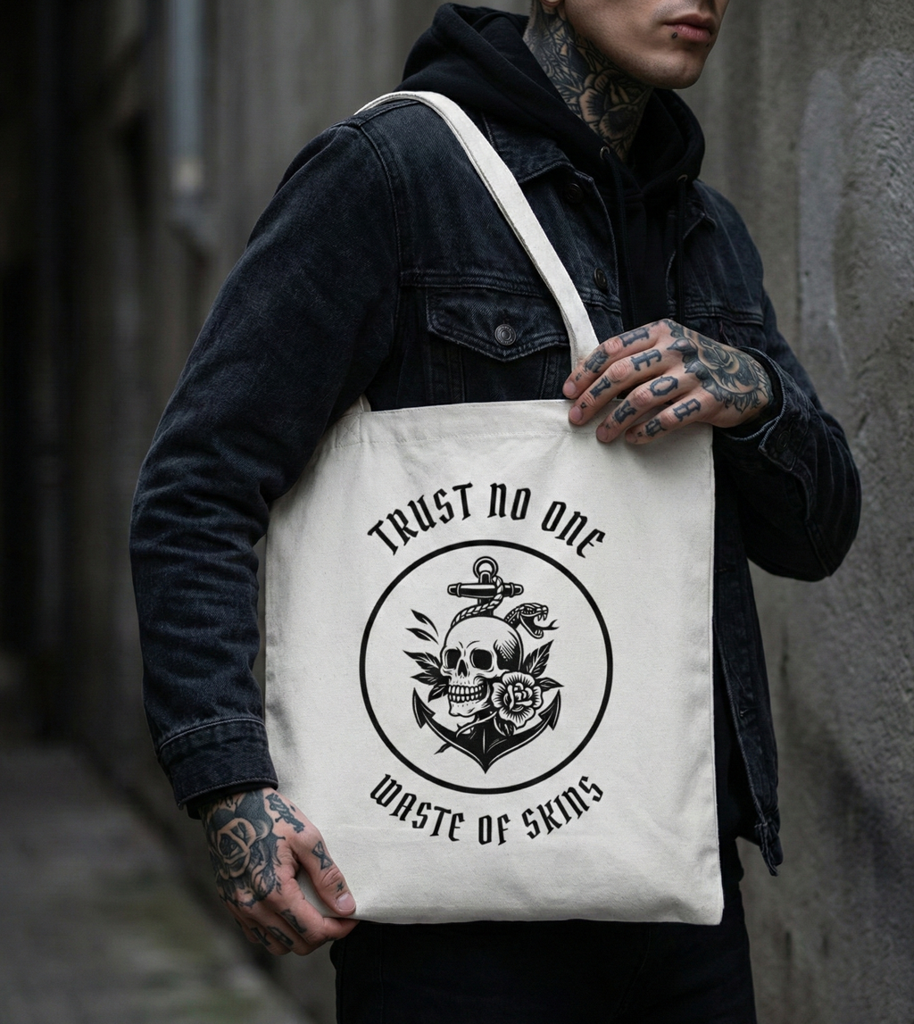 "TRUST NO.1" — Waste of Skins® Tote bag