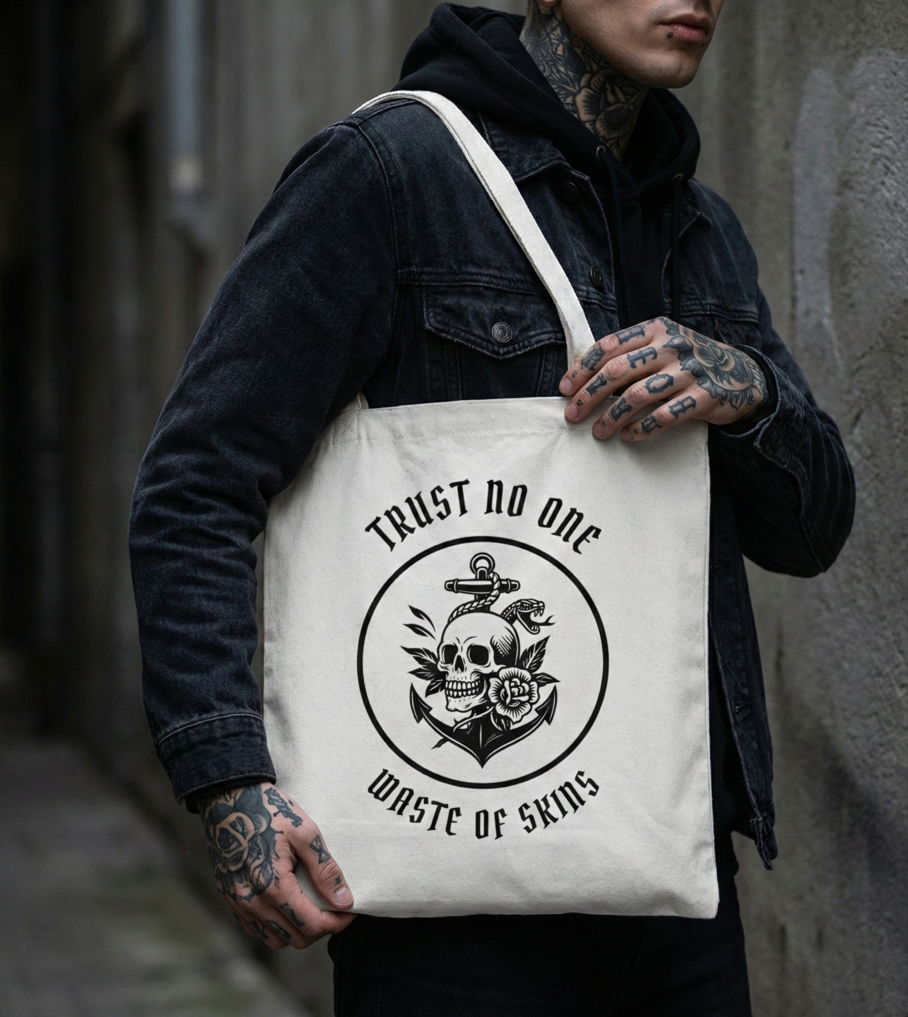 "TRUST NO.1" — Waste of Skins® Tote bag