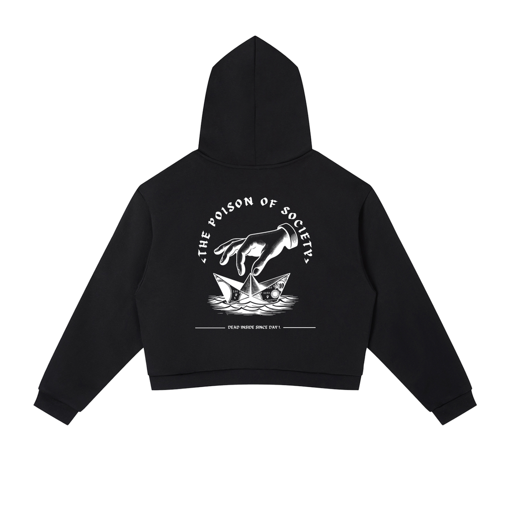 “THE POISON OF SOCIETY” — Waste of Skins® Cropped Hoodie